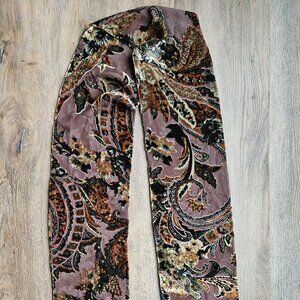 Vintage Devore Burnout Velvet Skinny Scarf Floral Paisley Sheer Boho Belt Y2K